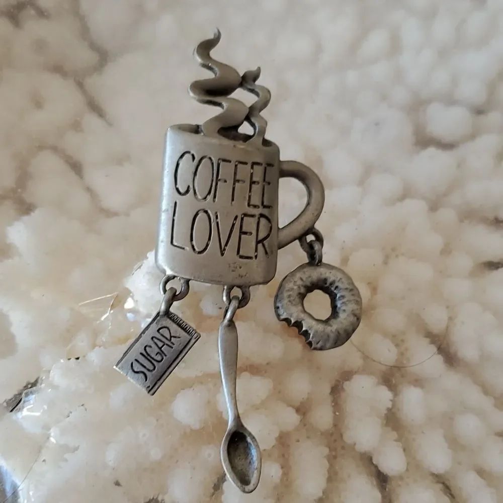 Vintage JJ Jonette Jewelry Coffee Lover Brooch